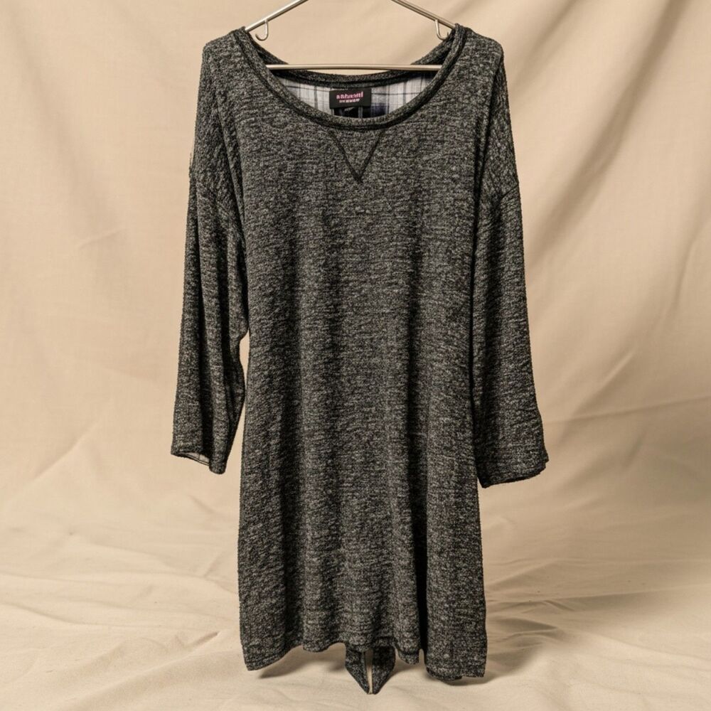 Embossed 16 Jack Sweatshirt Lounge Dress Women Gray Cotton Blend Tunic Pullover
